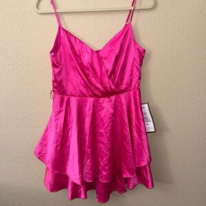 B Darlin Fuchsia Satin Dress